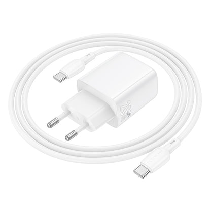 Hálózati töltő USB-C kábellel Borofone BN27 Fuente, 20W, 3A, 1 x USB-A - 1 x USB-C, Fehér