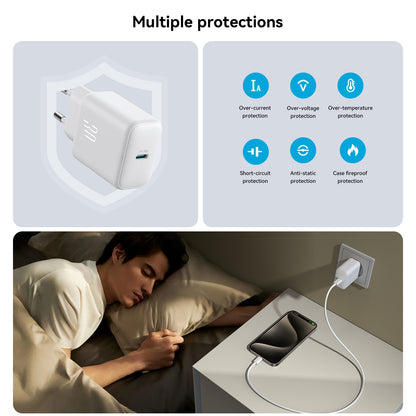 Hálózati töltő USB-C kábellel Joyroom JR-TCF24, 30W, 3A, 1 x USB-C, Fehér