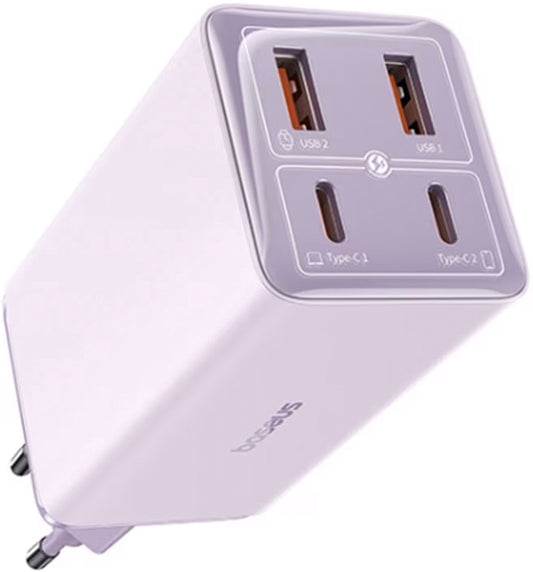 Baseus GaN6 Pro USB-C hálózati töltő kábel, 100W, 3.25A, 2 x USB-A - 2 x USB-C, Lila P10162705532-00