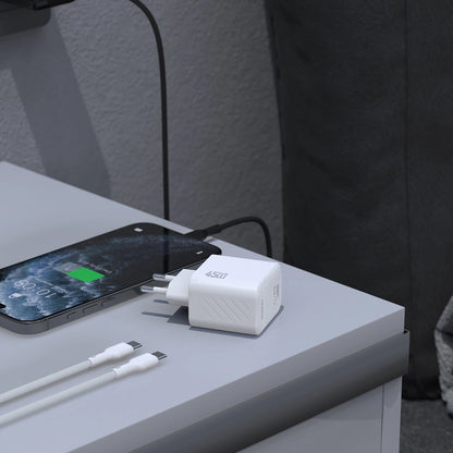 Hálózati töltő USB-C kábellel Dudao A28C, 45W, 3A, 1 x USB-C, Fehér