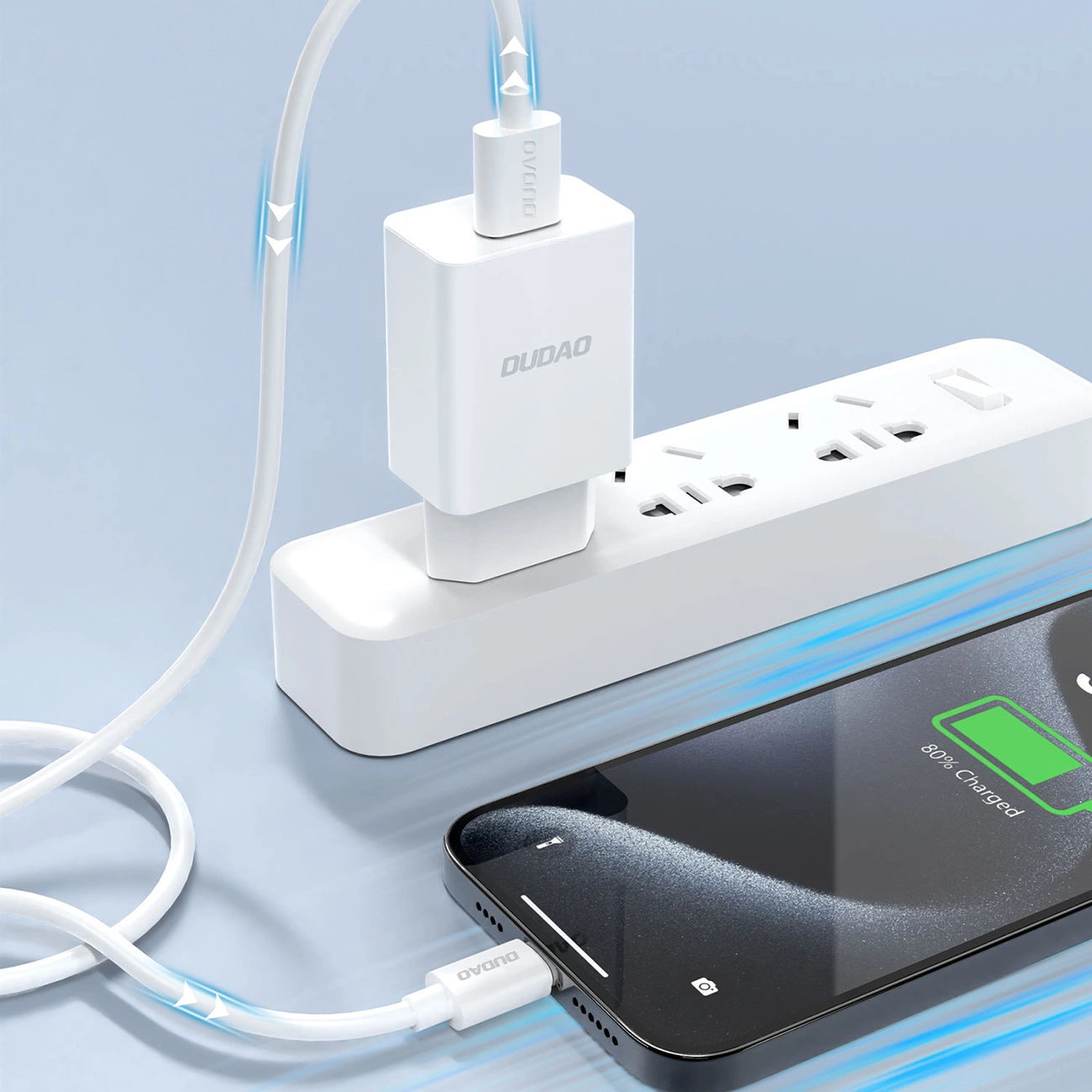 Hálózati töltő USB-C kábellel Dudao A4EU, 10W, 2.1A, 1 x USB-A, Fehér