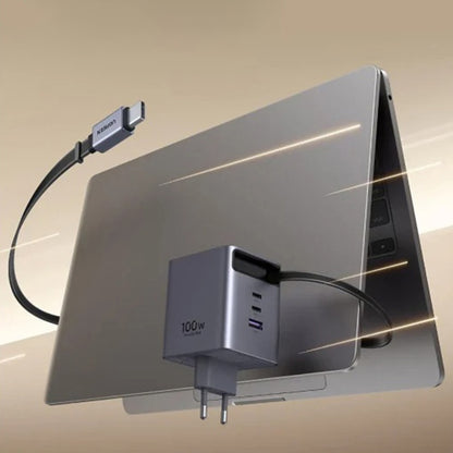 Hálózati töltő USB-C kábellel UGREEN X616 (65828), 100W, 5A, 1 x USB-A - 3 x USB-C, Szürke