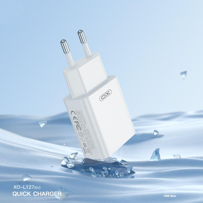 XO Design L127 microUSB kábeles hálózati töltő, 18W, 3A, 1 x USB-A, Fehér