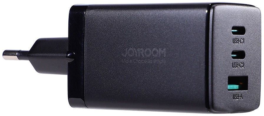Hálózati töltő USB-C kábellel Joyroom TCG01, 65W, 3.25A, 1 x USB-A - 2 x USB-C, Fekete