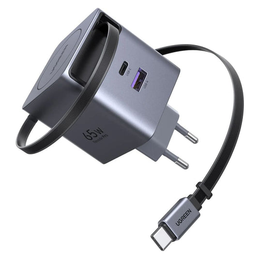 UGREEN X615 USB-C kábelhálózati töltő, 65W, 3A, 1 x USB-A - 1 x USB-C, szürke