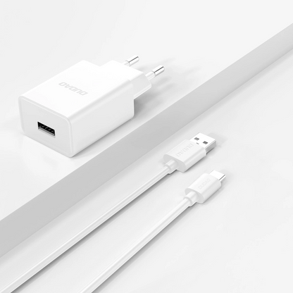 Hálózati töltő USB-C kábellel Dudao A4EU, 10W, 2.1A, 1 x USB-A, Fehér
