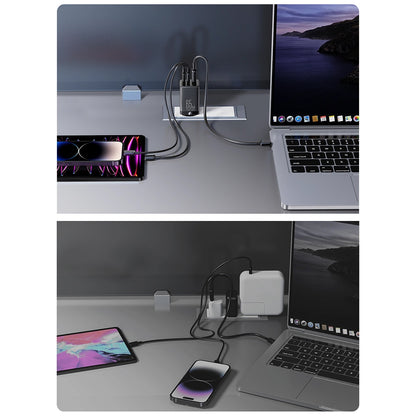 Hálózati töltő USB-C kábellel Joyroom TCG01, 65W, 3.25A, 1 x USB-A - 2 x USB-C, Fekete