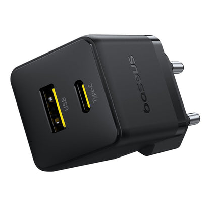 Baseus Palm USB-C hálózati töltő kábel, 30W, 3A, 1 x USB-A - 1 x USB-C, Fekete P1011160A113-01