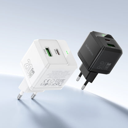 Network Charger with Lightning Cable Borofone BN19 Intenso, 20W, 3A, 1 x USB-A - 1 x USB-C, White