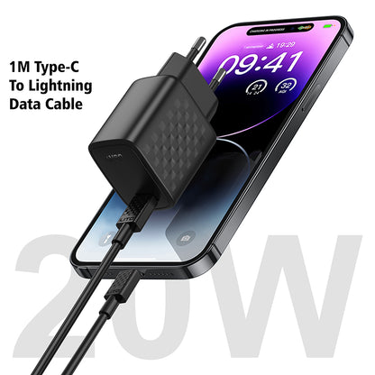 Hálózati töltő Lightning kábellel Lito LC13L, 20W, 3A, 1 x USB-C, Fekete