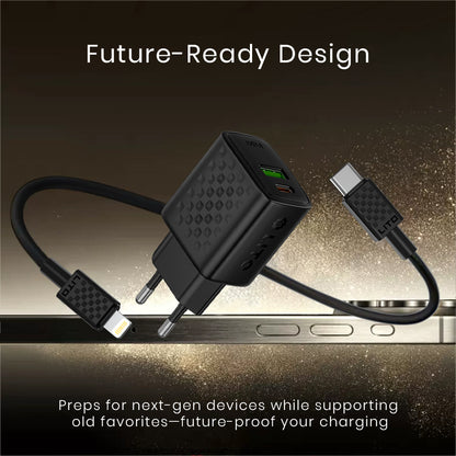 Hálózati töltő Lightning kábellel Lito LC15L, 20W, 3A, 1 x USB-A - 1 x USB-C, Fekete