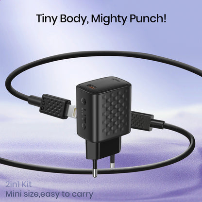 Hálózati töltő Lightning kábellel Lito LC17L, 30W, 3A, 1 x USB-C, Fekete