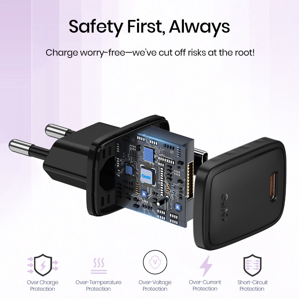 Hálózati töltő Lightning kábellel Lito LC17L, 30W, 3A, 1 x USB-C, Fekete