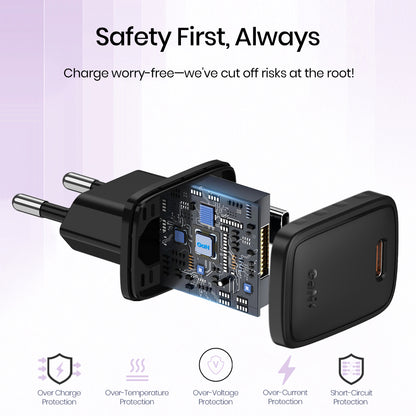 Hálózati töltő Lightning kábellel Lito LC17L, 30W, 3A, 1 x USB-C, Fekete