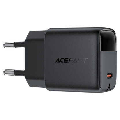 Hálózati töltő USB-C kábellel Acefast A113 Display, 20W, 3A, 1 x USB-C, Fekete