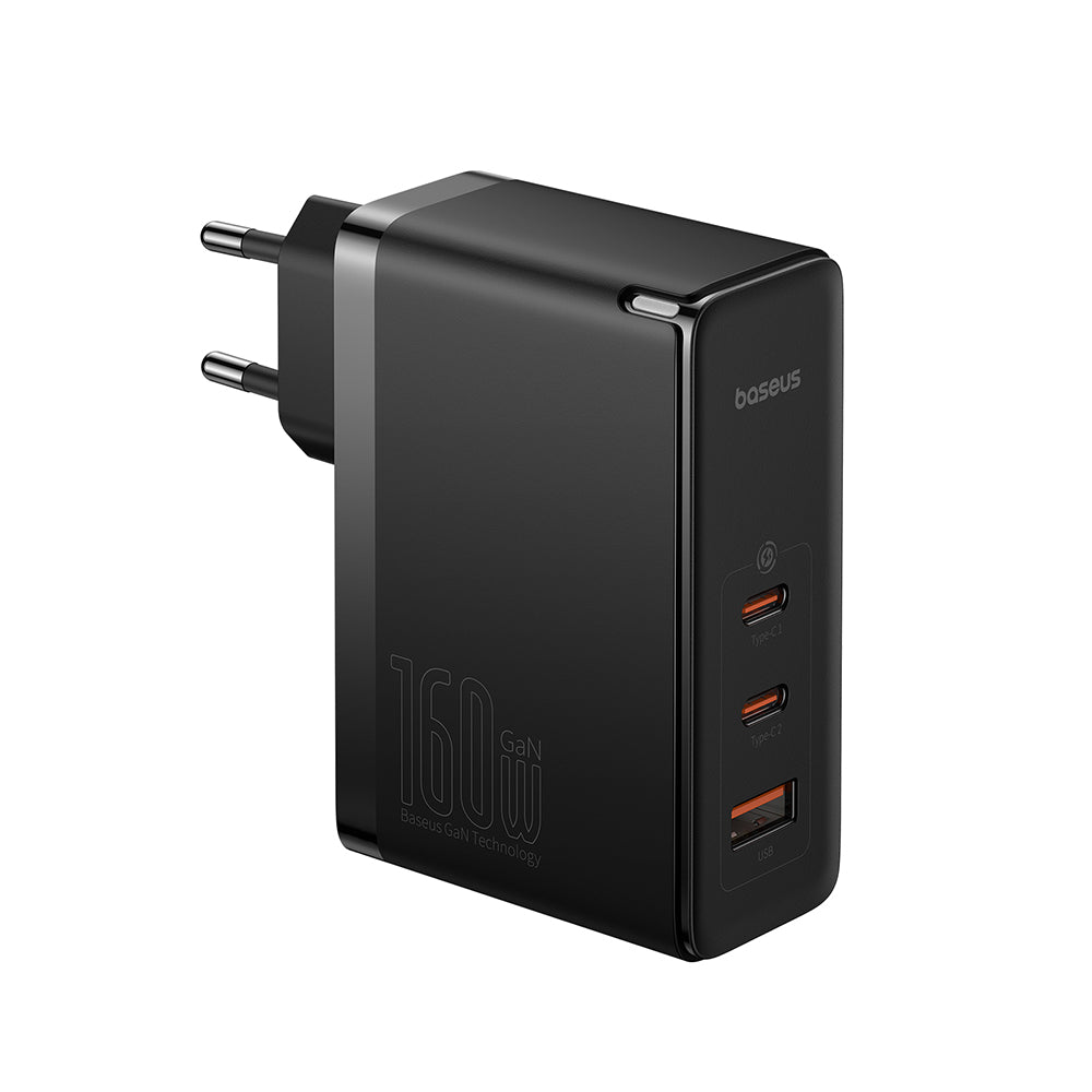 Hálózati töltő USB-C kábellel Baseus GaN5 Pro, 160W, 5A, 1 x USB-A - 2 x USB-C, Fekete P10110825113-00