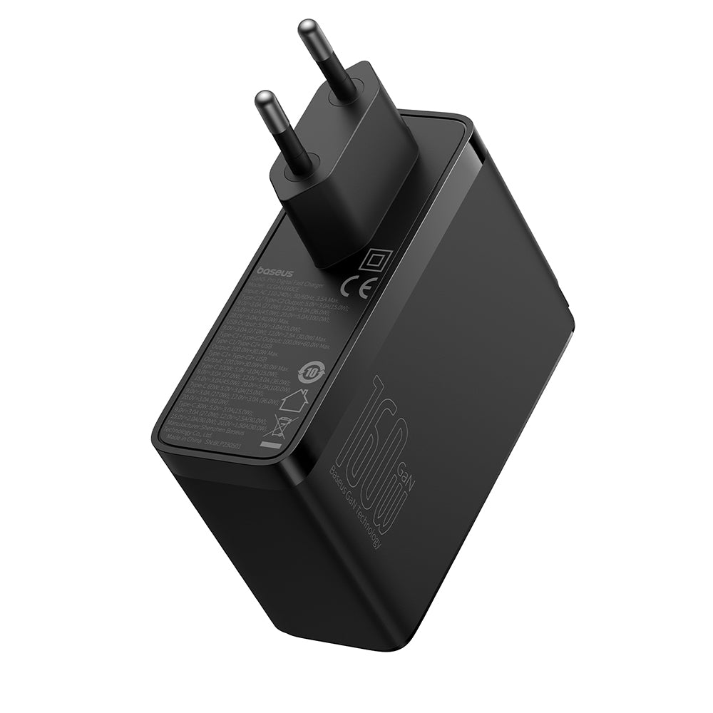Hálózati töltő USB-C kábellel Baseus GaN5 Pro, 160W, 5A, 1 x USB-A - 2 x USB-C, Fekete P10110825113-00