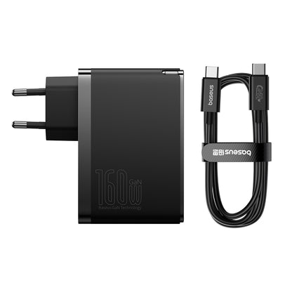 Hálózati töltő USB-C kábellel Baseus GaN5 Pro, 160W, 5A, 1 x USB-A - 2 x USB-C, Fekete P10110825113-00