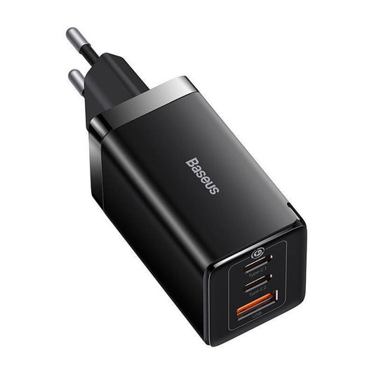 Hálózati töltő USB-C kábellel Baseus GaN5 Pro, 65W, 3.25A, 1 x USB-A - 2 x USB-C, Fekete C0206500