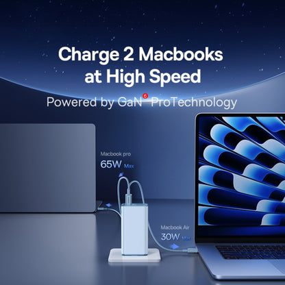 Hálózati töltő USB-C kábellel Baseus GaN6 Pro, 100W, 3.25A, 2 x USB-A - 2 x USB-C, Kék P10162705312-00