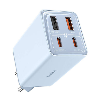 Hálózati töltő USB-C kábellel Baseus GaN6 Pro, 65W, 3.25A, 2 x USB-A - 2 x USB-C, Kék E0121D00