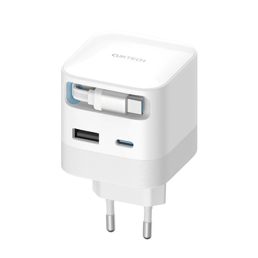 Cuktech hálózati töltő USB-C kábellel, 67W, 3,25A, 1 x USB-A - 1 x USB-C, Fehér CUKA653WEUWT