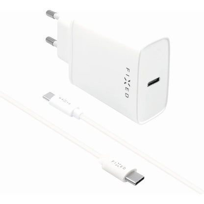 Hálózati töltő USB-C kábellel Fixed, 20W, 3A, 1 x USB-C, Fehér