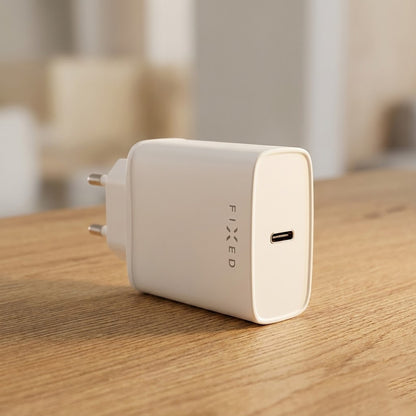 Hálózati töltő USB-C kábellel Fixed, 20W, 3A, 1 x USB-C, Fehér
