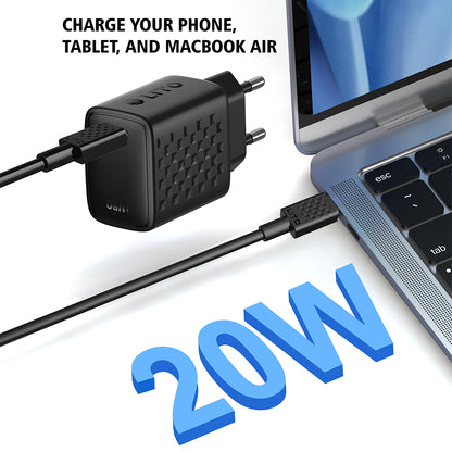 Network Charger with USB-C Cable Lito LC13T, 20W, 3A, 1 x USB-C, Black