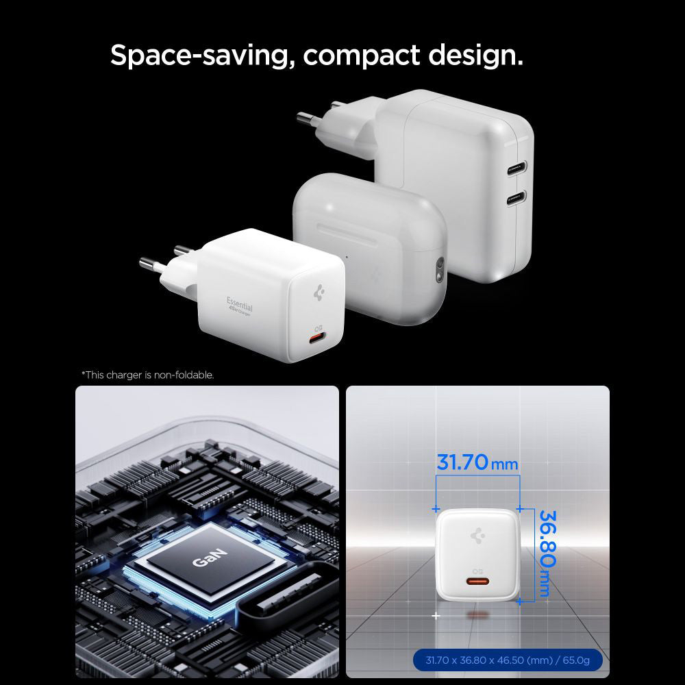 Spigen EE451EU Essential USB-C hálózati töltő, 45W, 3A, 1 x USB-C, fehér ACH09473