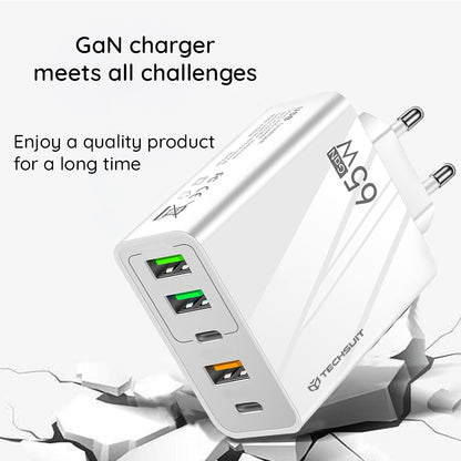 Hálózati töltő USB-C kábellel Techsuit CHC2 PentaXPower, 20W, 3A, 3 x USB-A - 2 x USB-C, Fekete