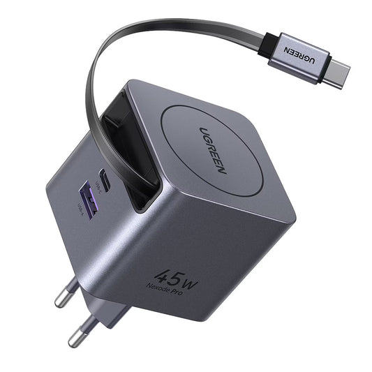UGREEN X614 USB-C hálózati töltő kábellel, 45W, 3A, 1 x USB-A - 1 x USB-C, szürke