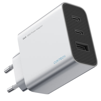 Cuktech hálózati töltő, 65W, 3,25A, 1 x USB-A - 2 x USB-C, Fehér CUK0A15CEUSL