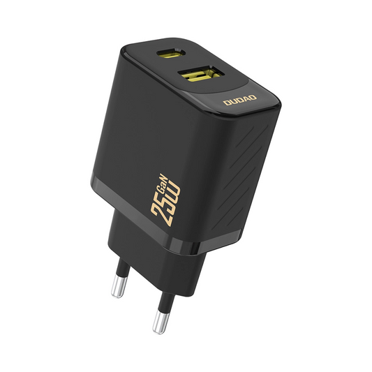 Dudao A26T hálózati töltő, 25W, 3A, 1 x USB-A - 1 x USB-C, Fekete