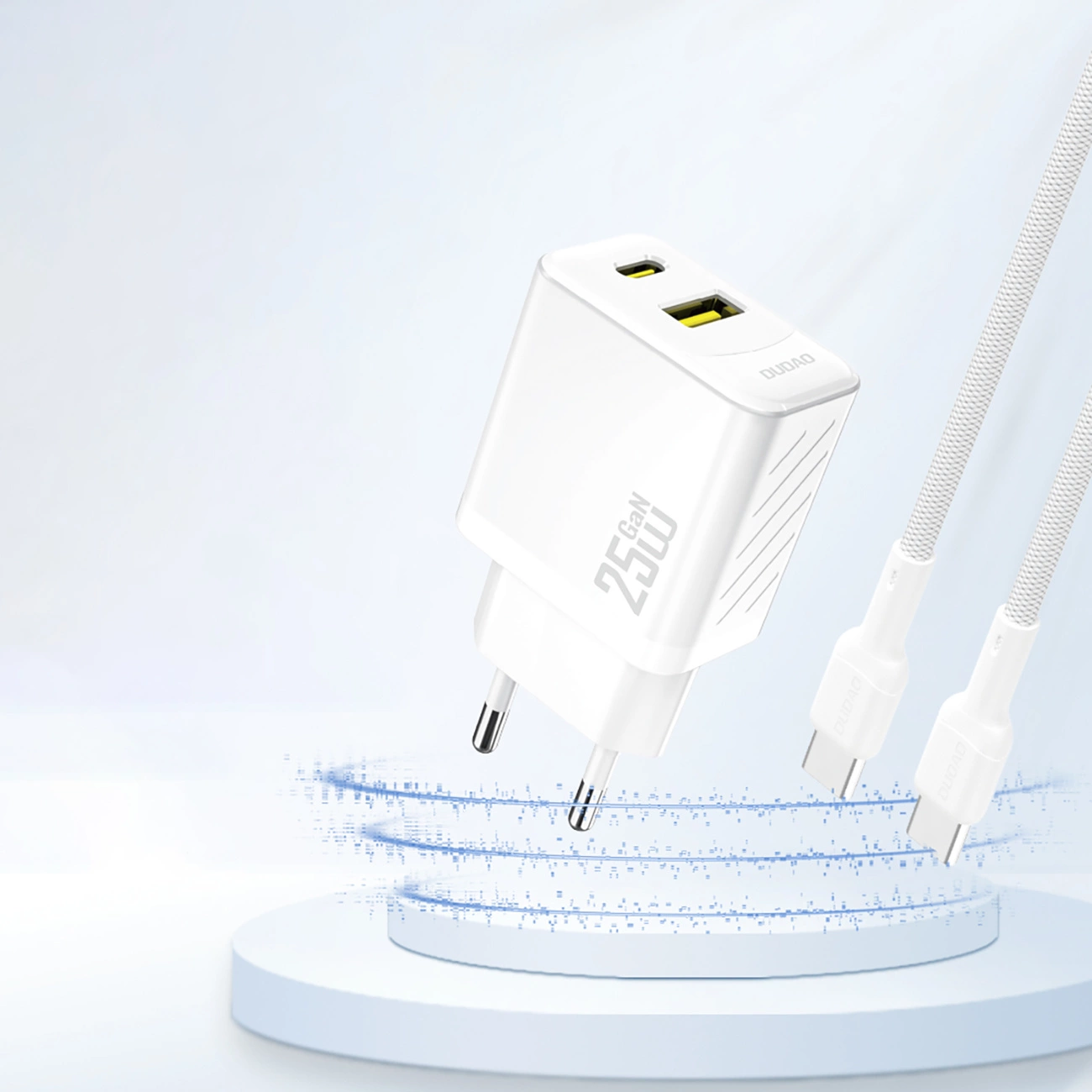Dudao A26T hálózati töltő, 25W, 3A, 1 x USB-A - 1 x USB-C, Fehér