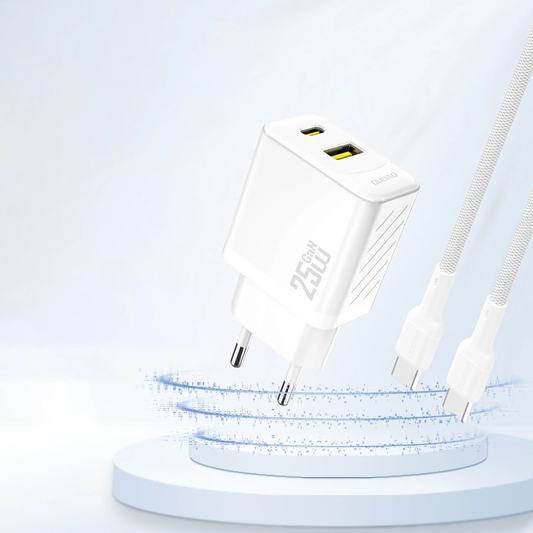 Dudao A26T hálózati töltő, 25W, 3A, 1 x USB-A - 1 x USB-C, Fehér