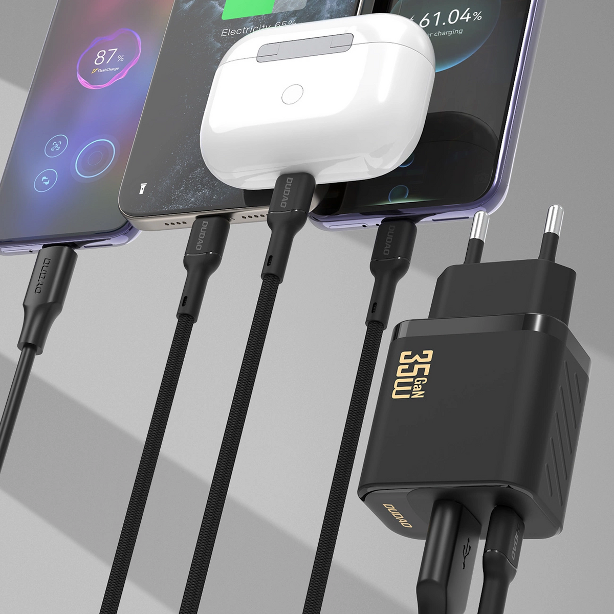 Dudao A27 Max hálózati töltő, 35W, 1 x USB-A - 1 x USB-C, Fekete