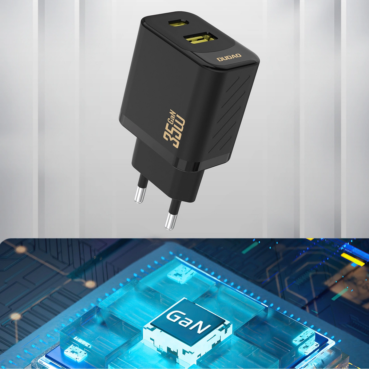 Dudao A27 Max hálózati töltő, 35W, 1 x USB-A - 1 x USB-C, Fekete