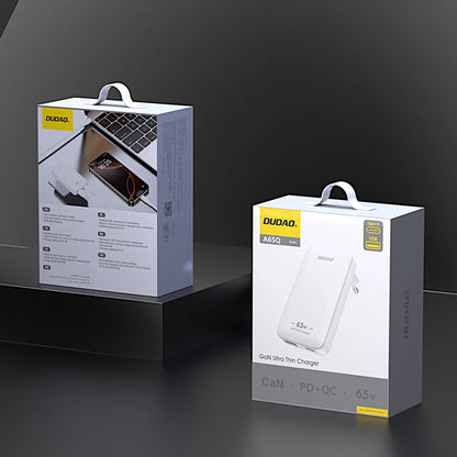 Dudao A65Q Travel hálózati töltő, 65W, 3.25A, 1 x USB-A - 1 x USB-C, Fehér