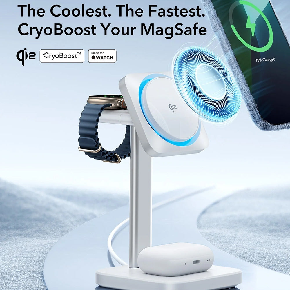 ESR CryoBoost 3in1 vezeték nélküli hálózati töltő, 25W, 1.67A, Fekete