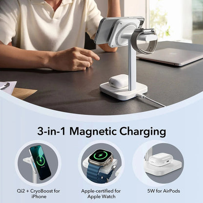 ESR CryoBoost 3in1 vezeték nélküli hálózati töltő, 25W, 1.67A, Fekete