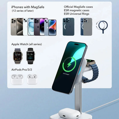 ESR CryoBoost 3in1 vezeték nélküli hálózati töltő, 25W, 1.67A, Fekete