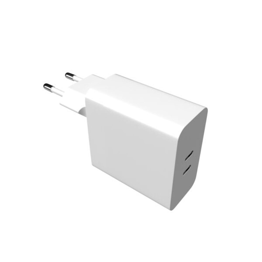 Fixed hálózati töltő, 65W, 3.25A, 2 x USB-C, Fehér