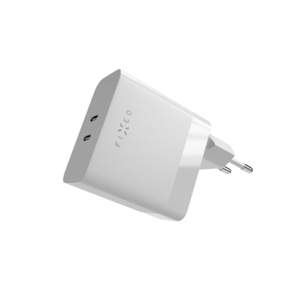 Fixed hálózati töltő, 65W, 3.25A, 2 x USB-C, Fehér