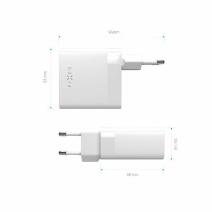 Fixed hálózati töltő, 65W, 3.25A, 2 x USB-C, Fehér