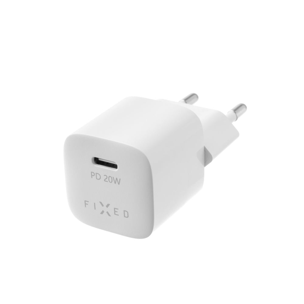 Fixed Mini hálózati töltő, 20W, 3A, 1 x USB-C, Fehér