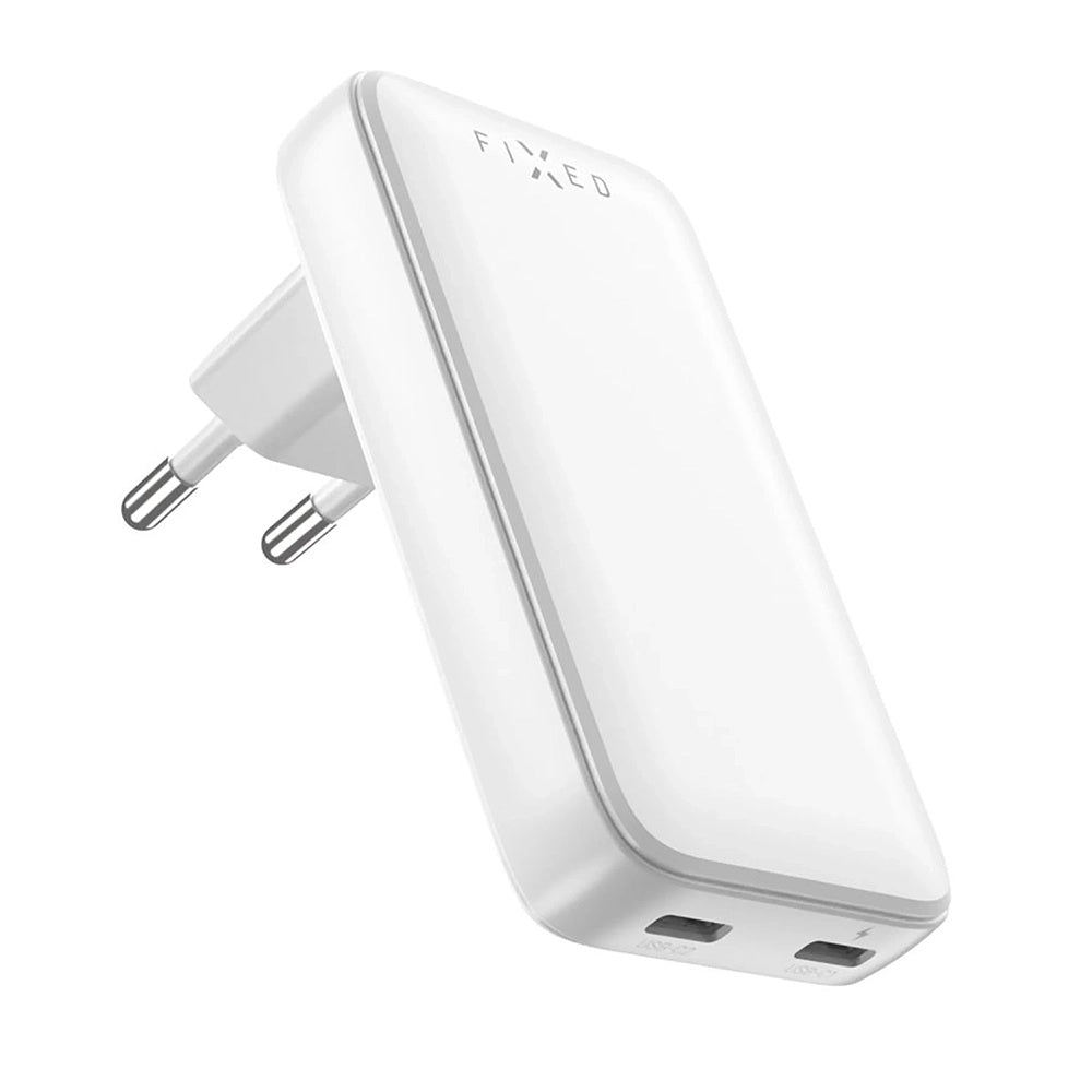 Fixed Slim Hálózati Töltő, 45W, 3A, 2 x USB-C, Fehér