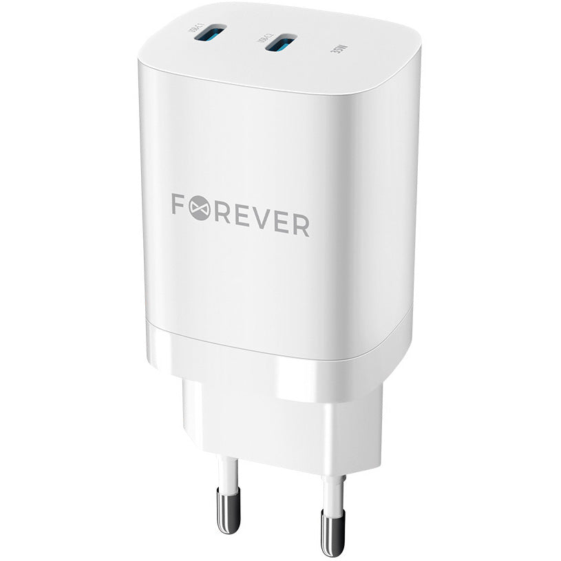 Forever TC-05-35CC hálózati töltő, 35W, 3A, 2 x USB-C, Fehér