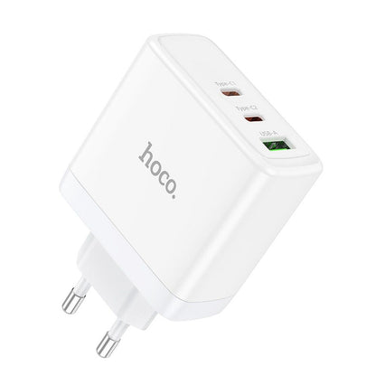 HOCO N30 hálózati töltő, 65W, 3.25A, 1 x USB-A - 2 x USB-C, fehér