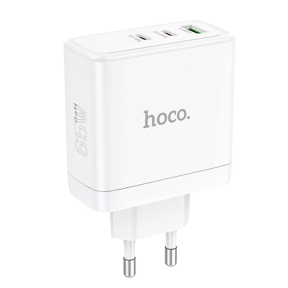 HOCO N30 hálózati töltő, 65W, 3.25A, 1 x USB-A - 2 x USB-C, fehér